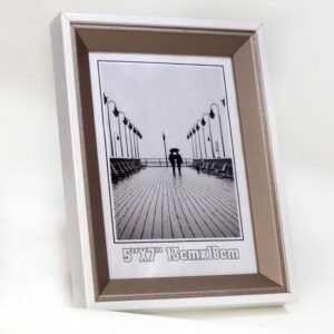 Bronze and White Bevelled 5×7 Frame with print